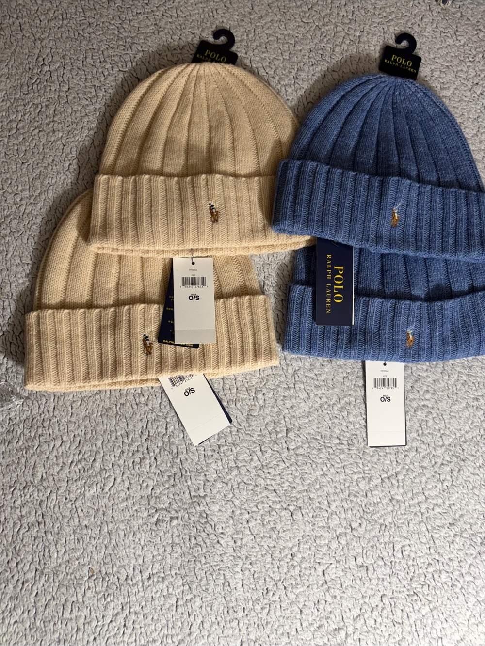 Polo by Ralph Lauren  Ribbed Beanie - Cream or Blue